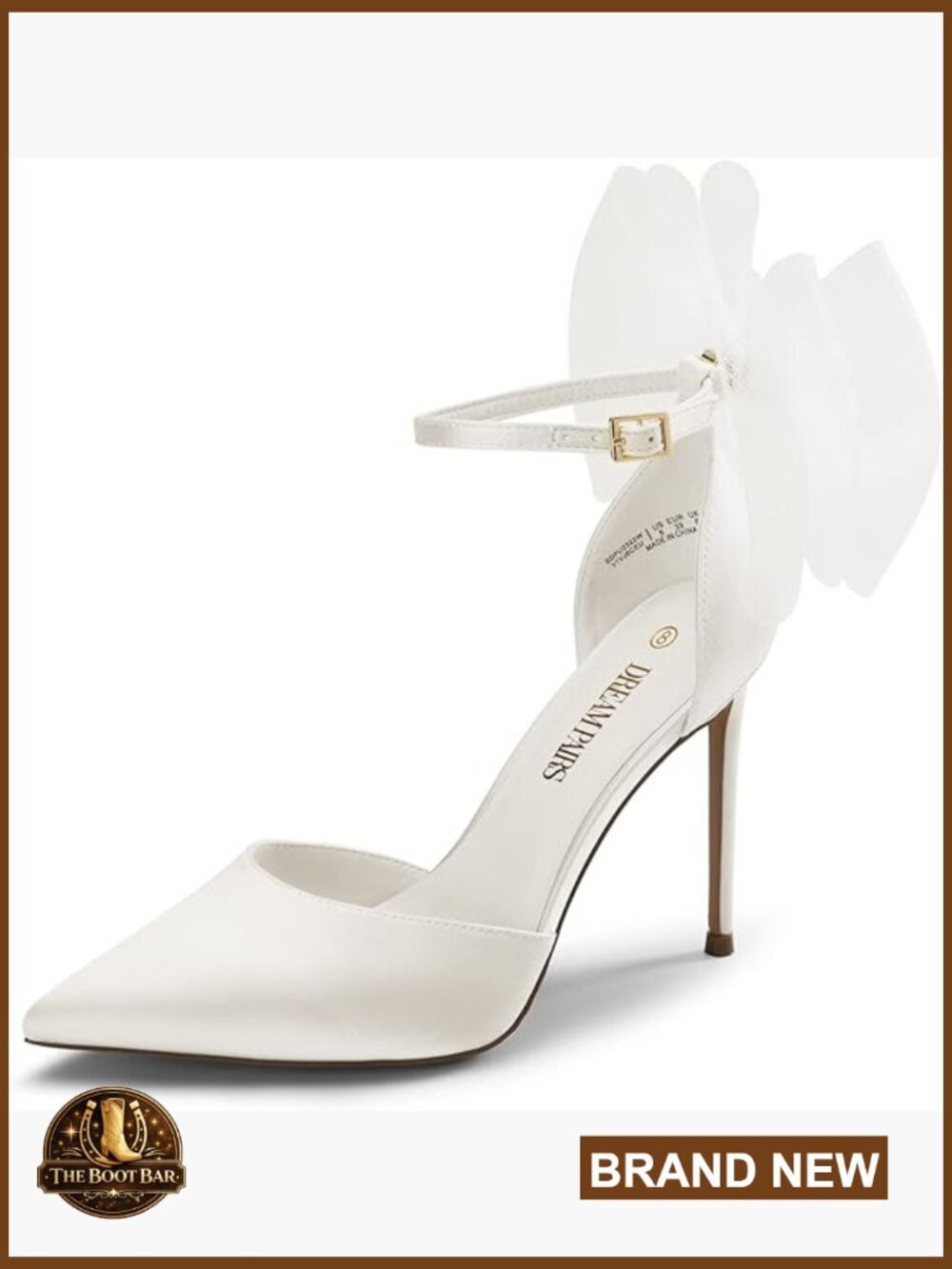 Women's Strappy Pointed Toe Stiletto Heels with Detachable Bow